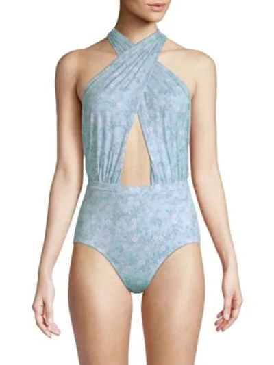 Shop 6 Shore Road Cabana Printed One-piece Swimsuit In Serenity Blue