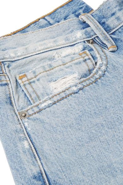 Shop Frame Rigid Re-release Le Original Skinny Distressed High-rise Jeans In Light Denim