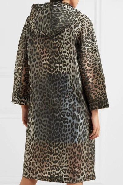 Shop Ganni Leopard-print Matte-pu Coat In Leopard Print