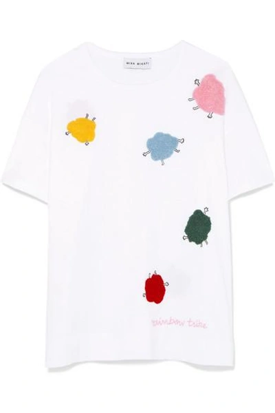 Shop Mira Mikati Appliquéd Cotton-jersey T-shirt In White