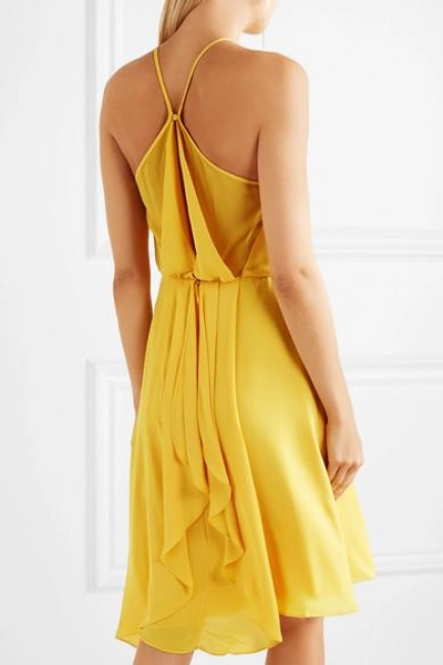 Shop Halston Heritage Asymmetric Draped Crepe Dress In Yellow