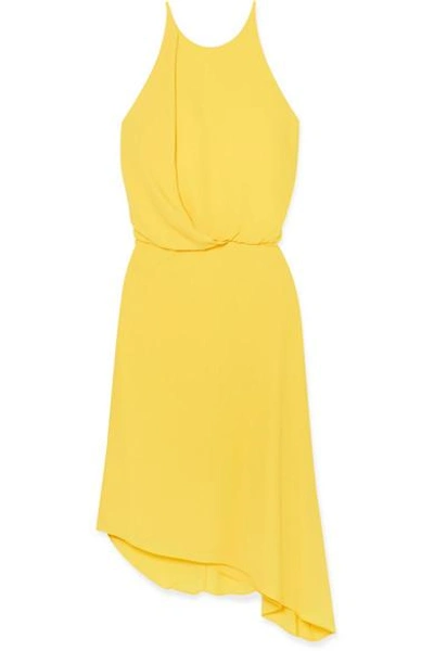 Shop Halston Heritage Asymmetric Draped Crepe Dress In Yellow