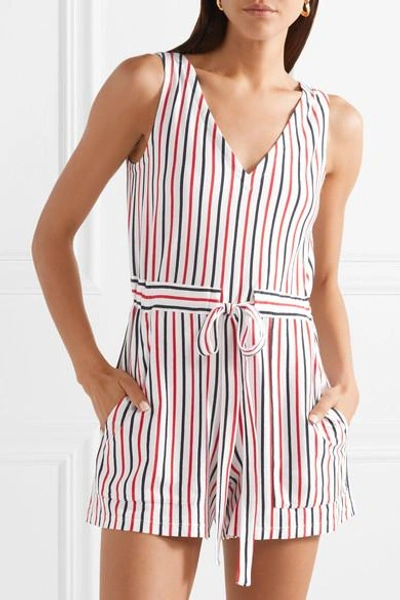 Shop Mds Stripes Amanda Striped Cotton-jersey Playsuit In Red