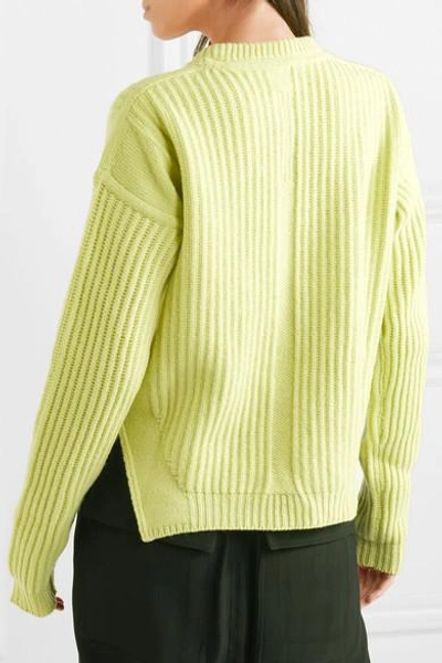 Shop Rick Owens Ribbed Wool Sweater In Chartreuse