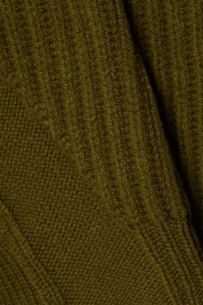 Shop Rick Owens Ribbed Wool Sweater In Army Green