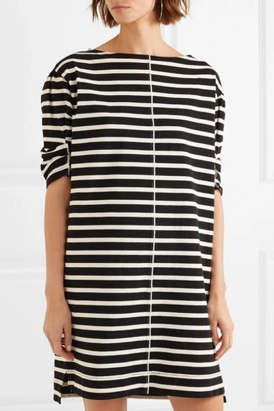 Shop Marc Jacobs Printed Striped Cotton-jersey Mini Dress In Black