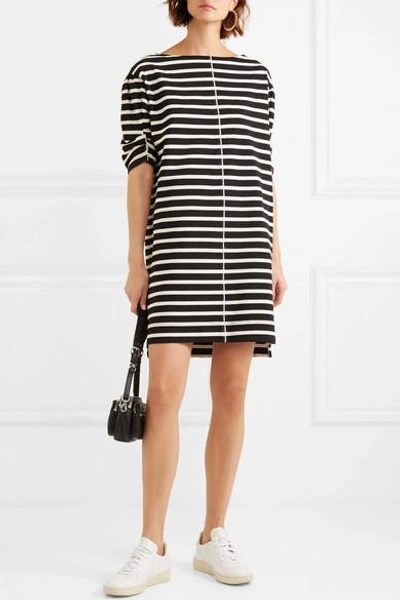 Shop Marc Jacobs Printed Striped Cotton-jersey Mini Dress In Black