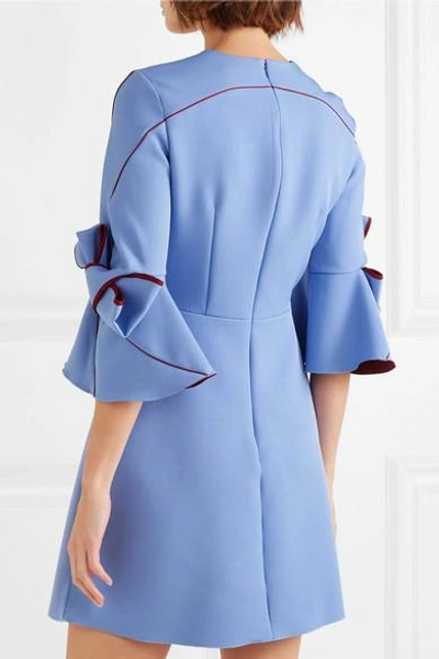Shop Roksanda Harlin Bow-embellished Crepe Mini Dress In Azure
