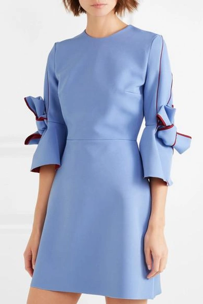 Shop Roksanda Harlin Bow-embellished Crepe Mini Dress In Azure