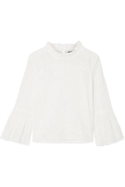 Shop Mds Stripes Ruffle-trimmed Broderie Anglaise Cotton Top In White