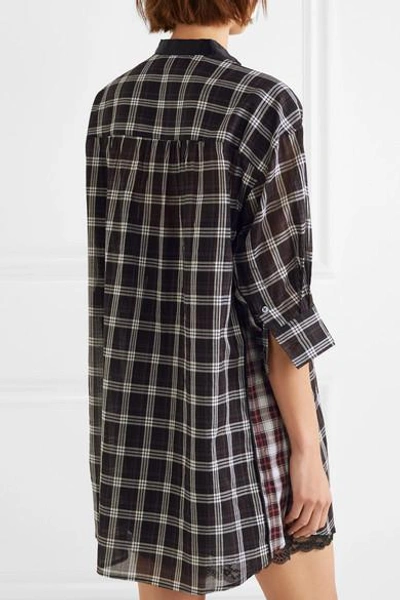 Shop Marc Jacobs Satin-trimmed Checked Silk-voile Dress In Black