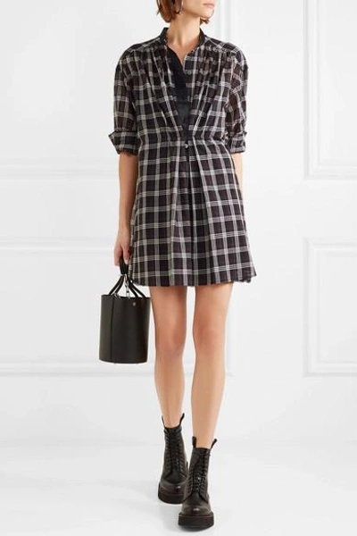 Shop Marc Jacobs Satin-trimmed Checked Silk-voile Dress In Black
