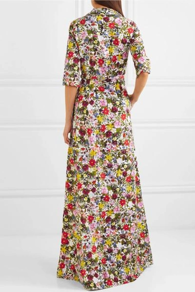 Shop Erdem Karissa Floral-print Cotton-poplin Gown In Yellow