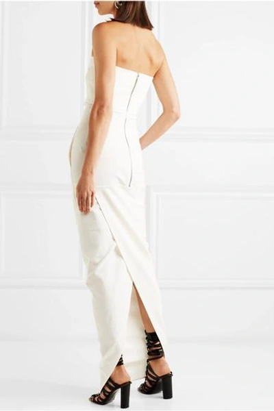 Shop Rick Owens Strapless Cotton-blend Crepe Gown In White