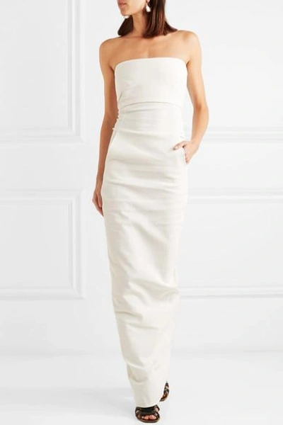 Shop Rick Owens Strapless Cotton-blend Crepe Gown In White