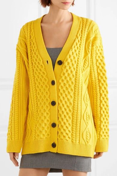 Shop Marc Jacobs Cable-knit Wool Cardigan In Yellow