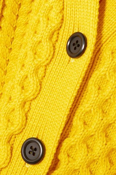 Shop Marc Jacobs Cable-knit Wool Cardigan In Yellow