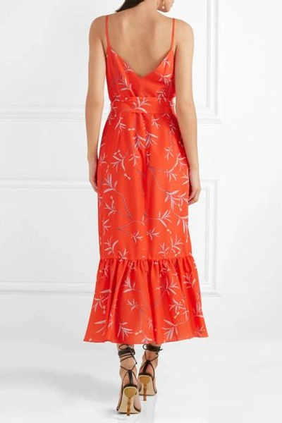 Shop Borgo De Nor Margarita Cape-effect Floral-print Crepe Maxi Dress In Red