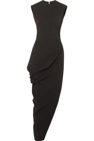 Shop Rick Owens Walrus Asymmetric Cotton-blend Crepe Maxi Dress In Black