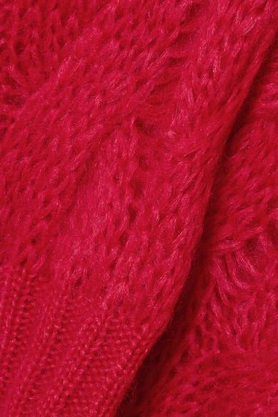 Shop Prada Cable-knit Mohair-blend Sweater In Red