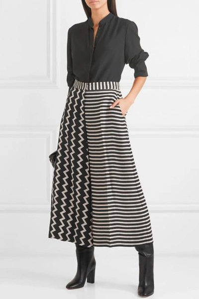 Shop Stella Mccartney Printed Silk-moire Culottes In Black