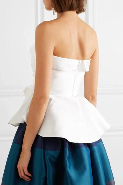 Shop Alexis Mabille Bow-detailed Satin-twill Top In White
