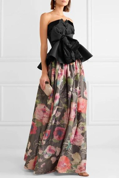Shop Alexis Mabille Bow-detailed Satin-twill Top In Black
