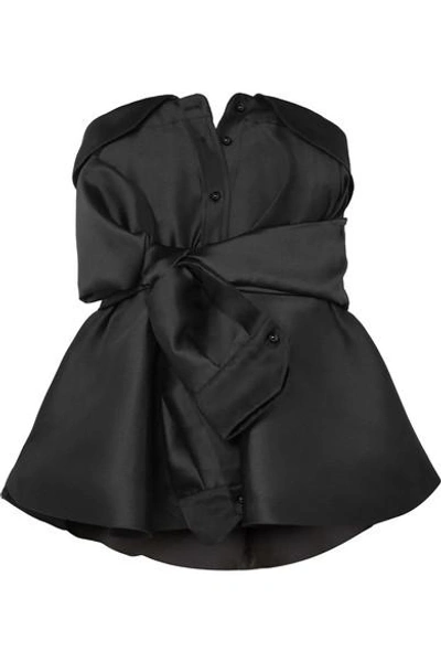 Shop Alexis Mabille Bow-detailed Satin-twill Top In Black