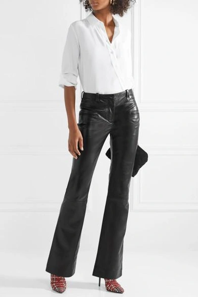 Shop Altuzarra Serge Leather Bootcut Pants In Black