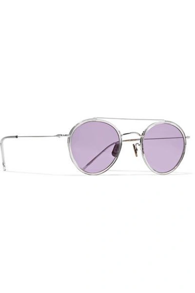 Shop Eyevan 7285 Round-frame Silver-tone Sunglasses