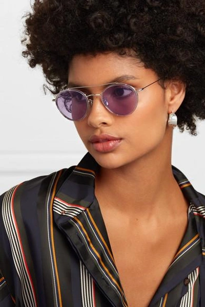 Shop Eyevan 7285 Round-frame Silver-tone Sunglasses