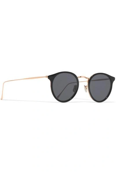 Shop Eyevan 7285 Round-frame Acetate And Gold-tone Sunglasses In Black
