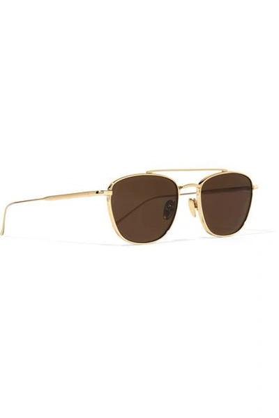 Shop Sunday Somewhere Romeo Aviator-style Gold-tone Sunglasses