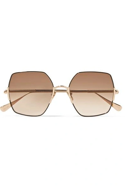 Shop Sunday Somewhere Eden Oversized Square-frame Gold-tone Sunglasses In Brown