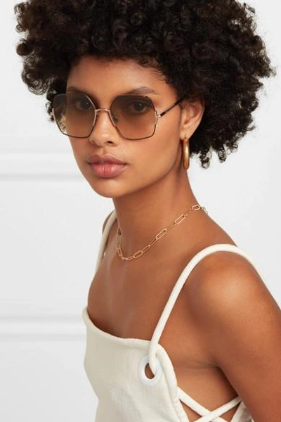 Shop Sunday Somewhere Eden Oversized Square-frame Gold-tone Sunglasses In Brown