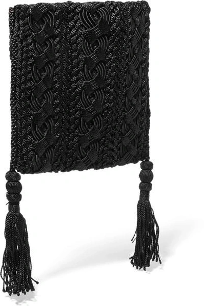 Shop Carrie Forbes Youssef Small Crocheted Cord Shoulder Bag In Black