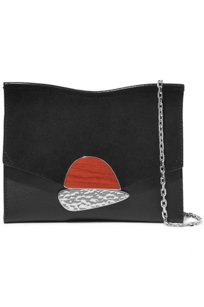 Shop Proenza Schouler Curl Small Embellished Textured-leather And Suede Shoulder Bag In Black