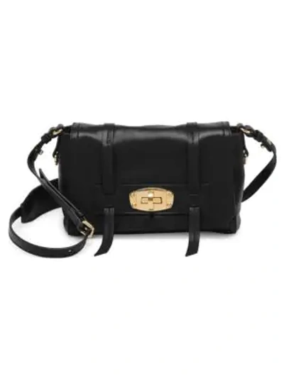 Shop Miu Miu Grace Lux Leather Messenger Bag In Black