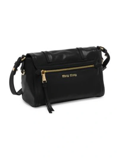 Shop Miu Miu Grace Lux Leather Messenger Bag In Black