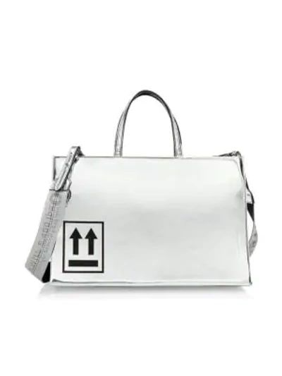 Shop Off-white Medium Mirror Box Bag In Silver