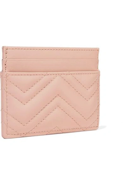 Shop Gucci Gg Marmont Quilted Leather Cardholder In Blush