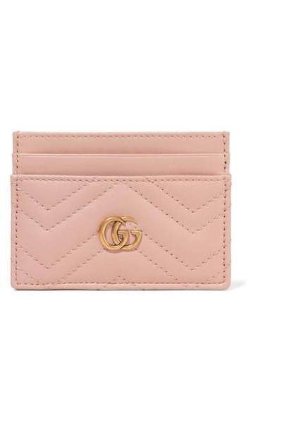 Shop Gucci Gg Marmont Quilted Leather Cardholder In Blush