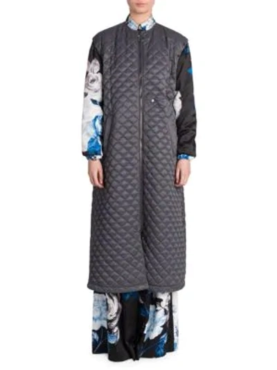 Shop Off-white Quilted Tech Puff-sleeve Coat In Medium Grey