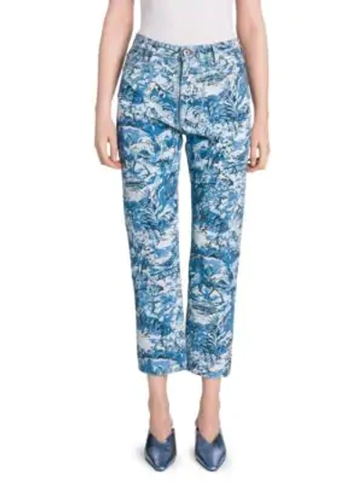 Shop Off-white Hi-rise Tapestry Printed Jeans In Medium Blue Wash