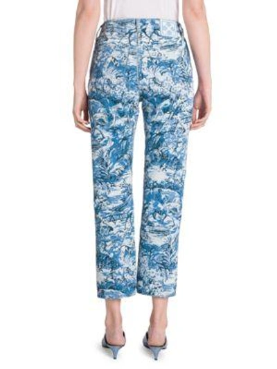 Shop Off-white Hi-rise Tapestry Printed Jeans In Medium Blue Wash