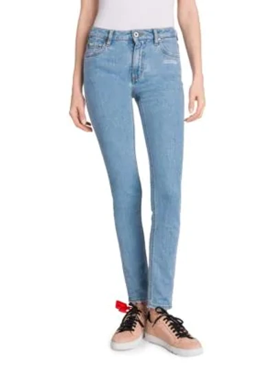 Shop Off-white Five-pocket Skinny Jeans In Blue