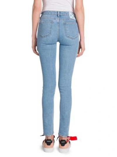 Shop Off-white Five-pocket Skinny Jeans In Blue