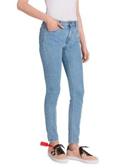 Shop Off-white Five-pocket Skinny Jeans In Blue