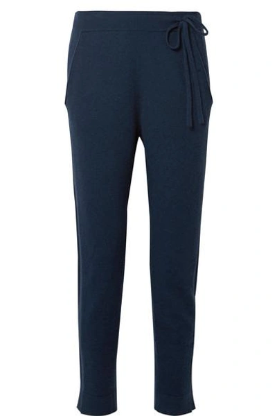 Shop Akris Cashmere-blend Felt Track Pants In Blue