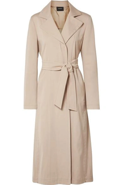 Shop Akris Teri Belted Cotton And Silk-blend Coat In Beige